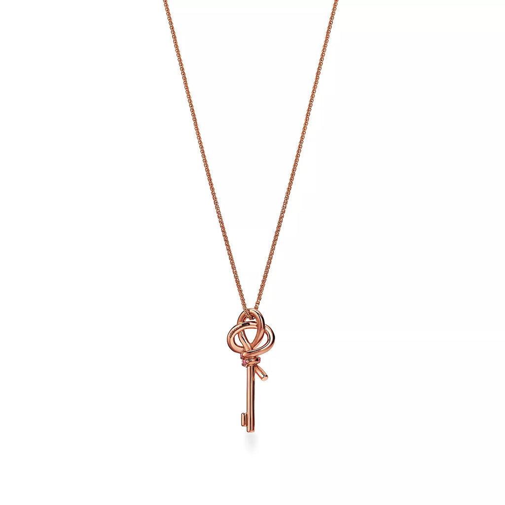 Tiffany Keys Woven Pink Diamonds Medium Necklace