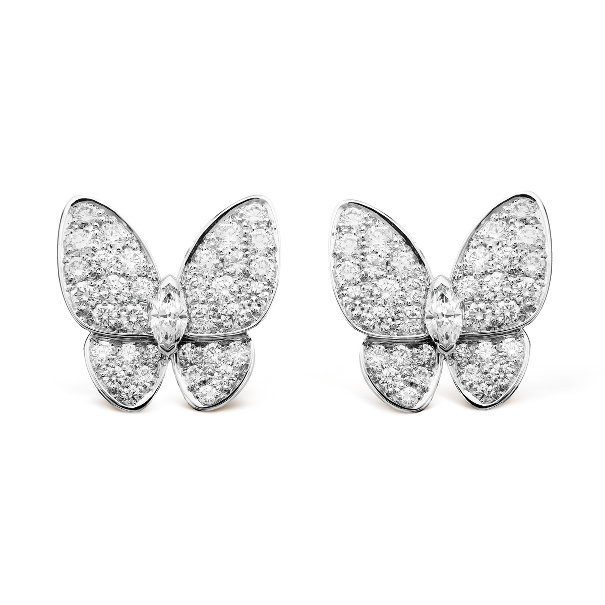 Two Butterfly Diamond Earrings - 18K Gold