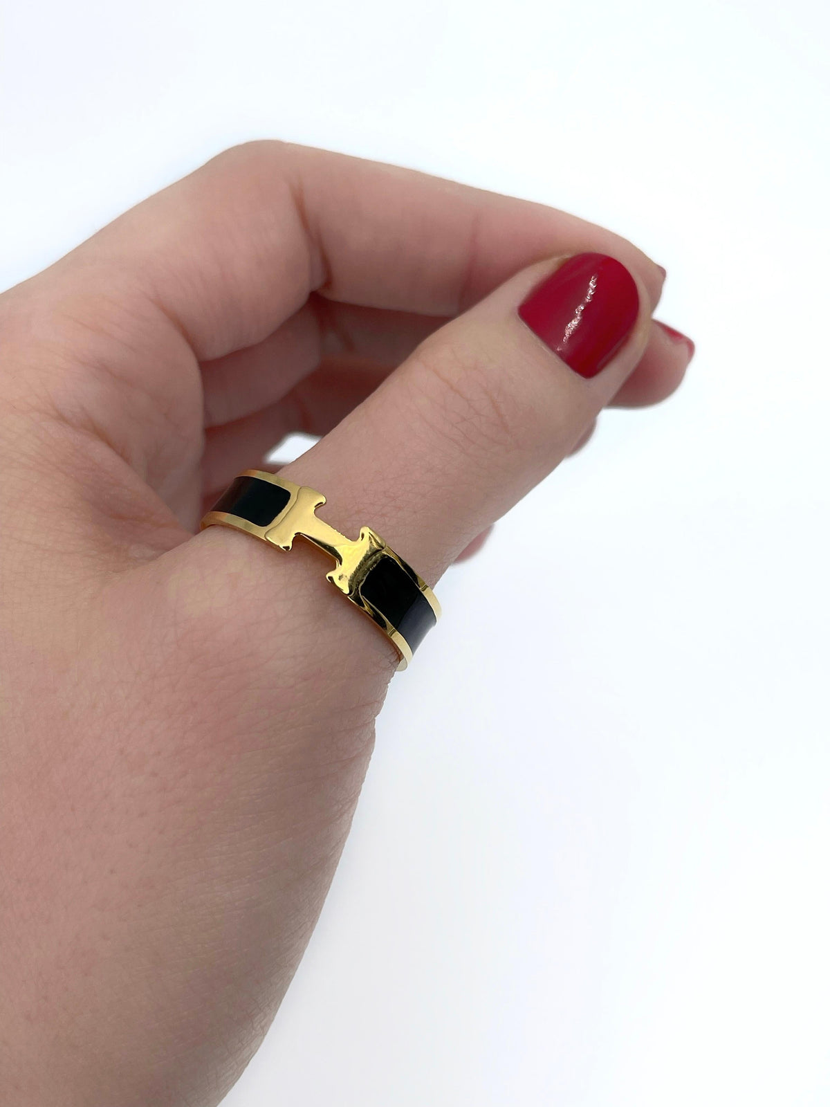 Hermes Vintage Clic H Ring - 18K Yellow Gold