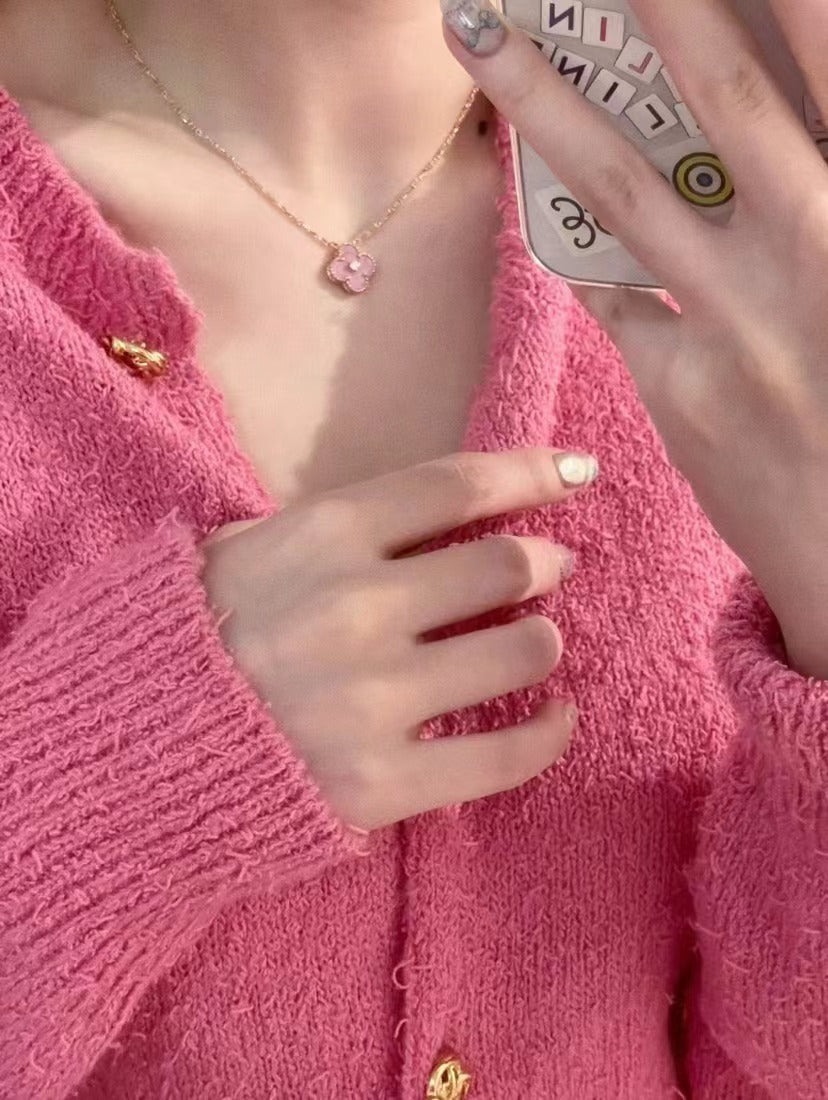 Pink Diamond Clover Necklace