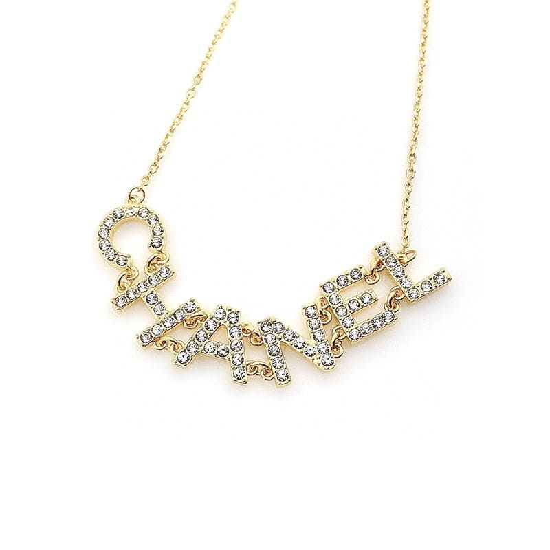 Chanel Crystal 90's Icon Logo Necklace