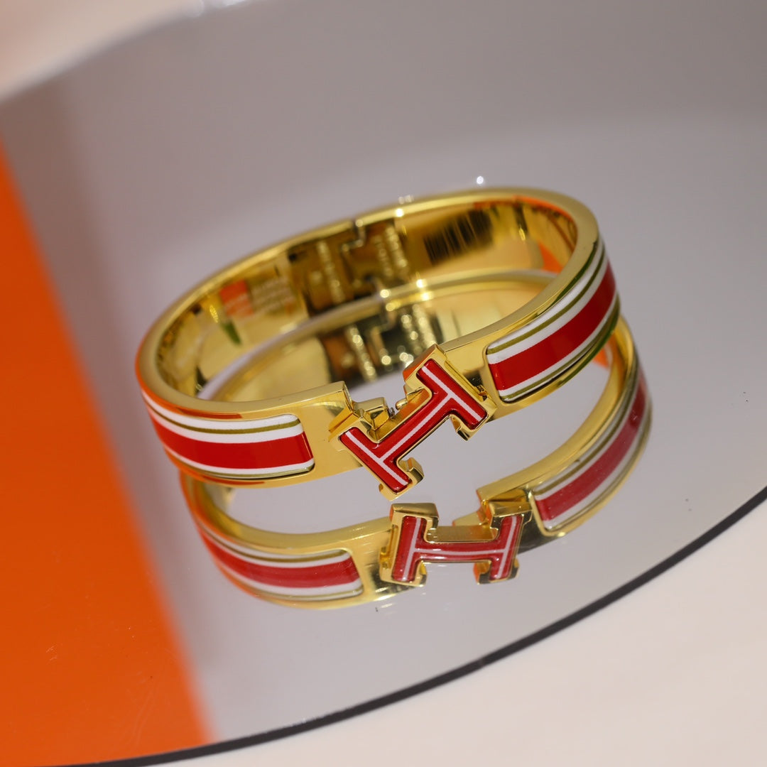 Hermes Clic H Red & White Bracelet