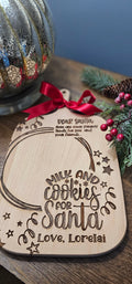 Personalized Santa Milk and Cookie Tray - Maple Wood