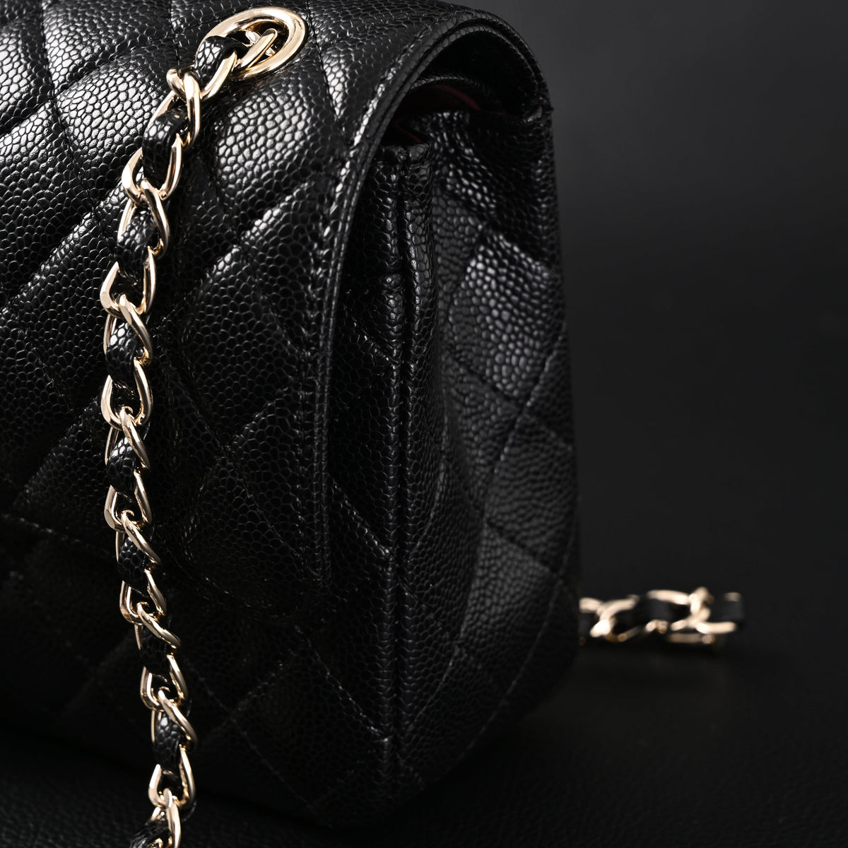 Chanel Classic Flap Bag – Black Quilted Caviar Leather with Gold-Tone Hardware