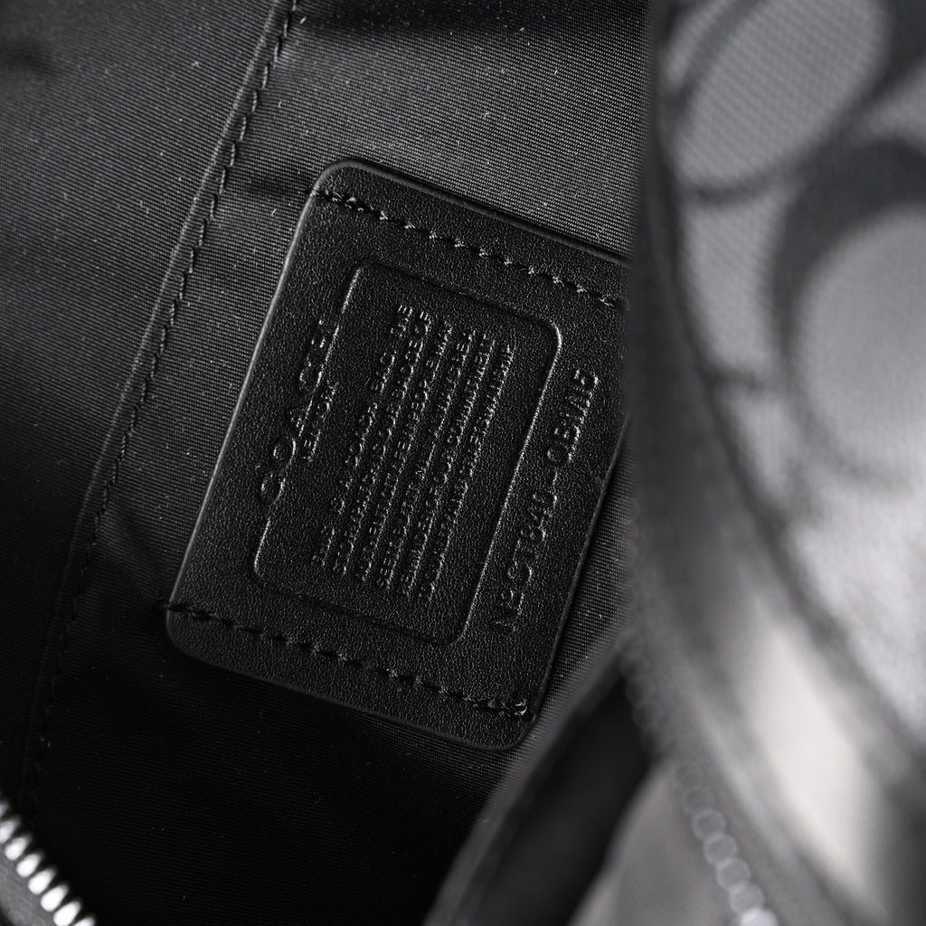 Coach Signature Duffel Bag – Black Monogram Canvas with Leather Trim