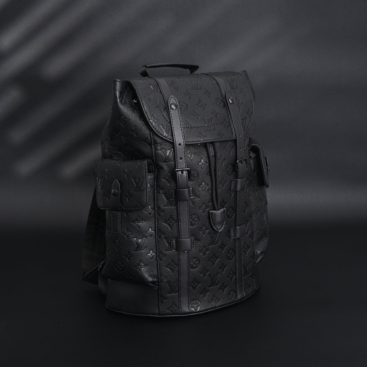 Louis Vuitton Christopher PM Backpack Monogram Shadow Black Leather