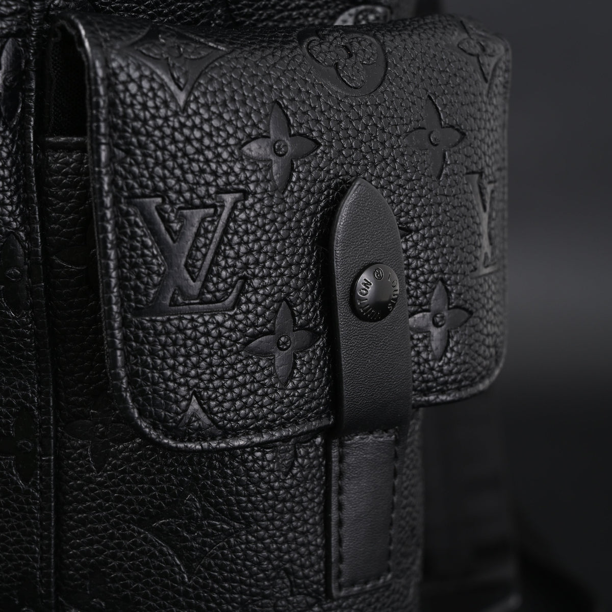 Louis Vuitton Christopher PM Backpack Monogram Shadow Black Leather