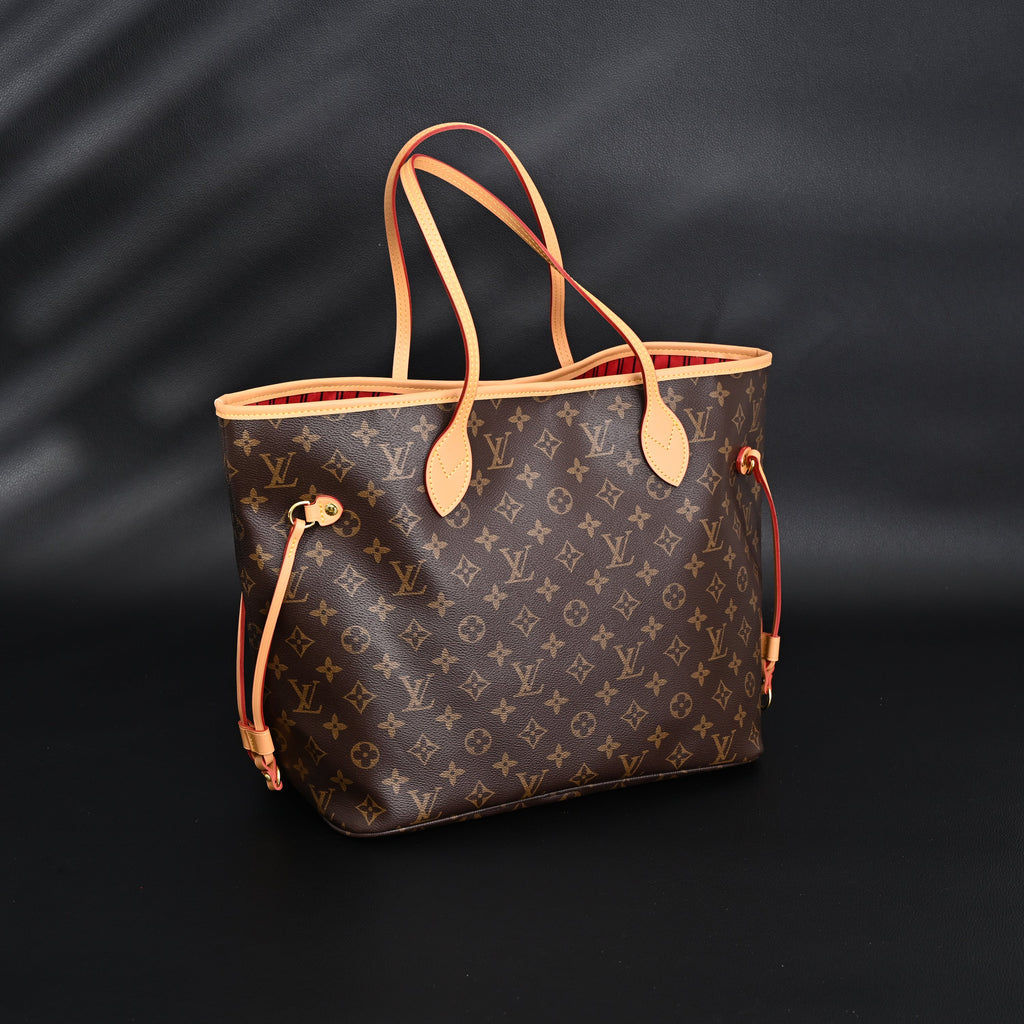 Louis Vuitton Neverfull MM Tote Bag – Monogram Canvas with Red Interior