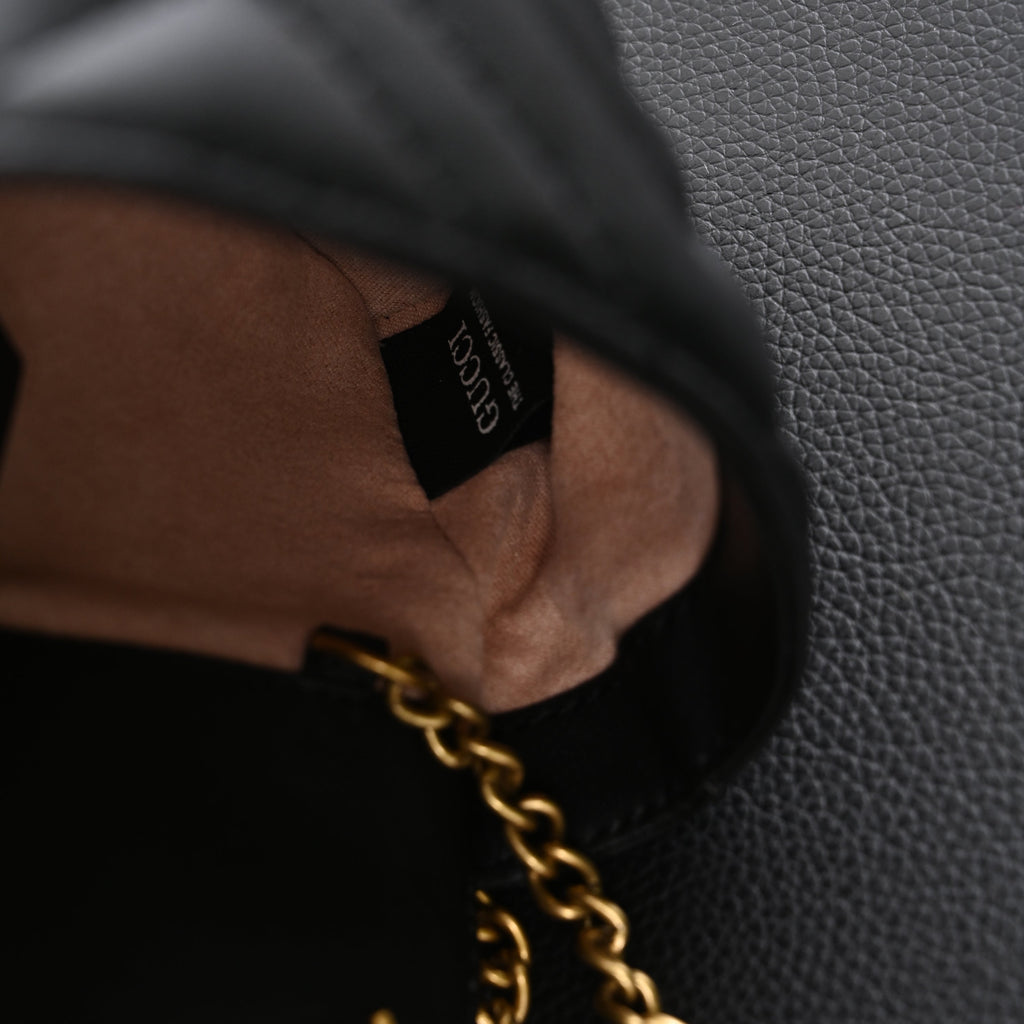 Gucci GG Marmont Matelassé Mini Shoulder Bag – Black Leather with Gold Chain
