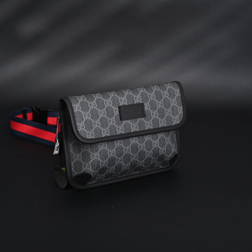 Gucci Ophidia GG Supreme Belt Bag – Black/Grey with Web Strap