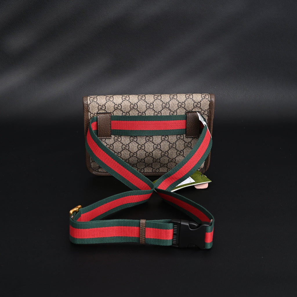 Gucci Ophidia GG Supreme Mini Belt Bag – Beige/Ebony with Web Stripe