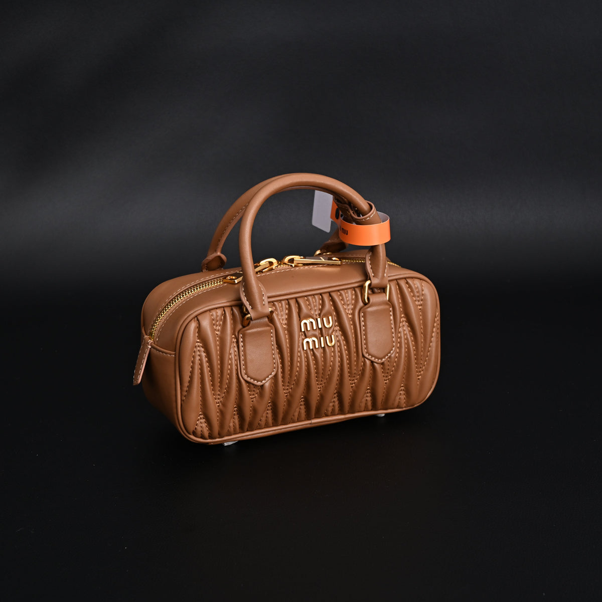 Miu Miu Matelassé Leather Top Handle Bag – Caramel Brown