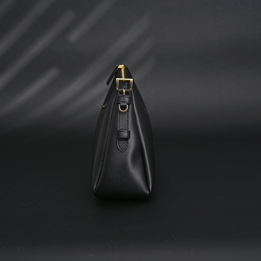Prada Cleo Black Brushed Leather Shoulder Bag