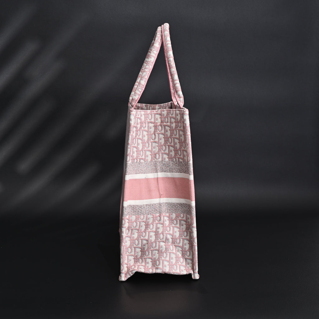 Christian Dior Large Book Tote – Pink Oblique Embroidery