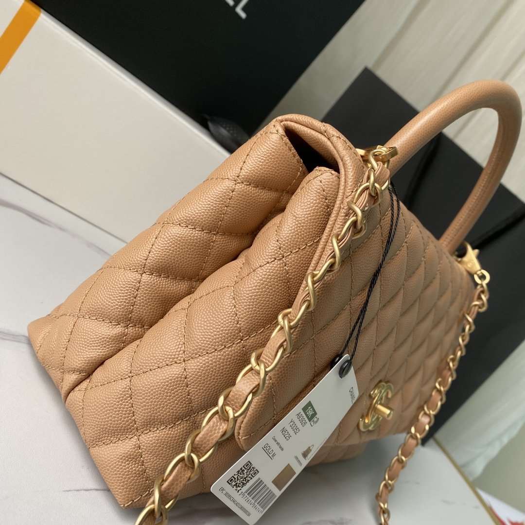 Chanel Flap Bag with Handle Beige