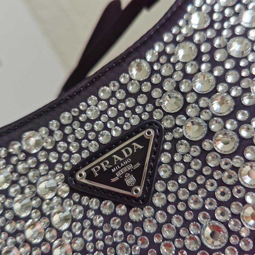 Prada Cleo Satin Bag with Crystals