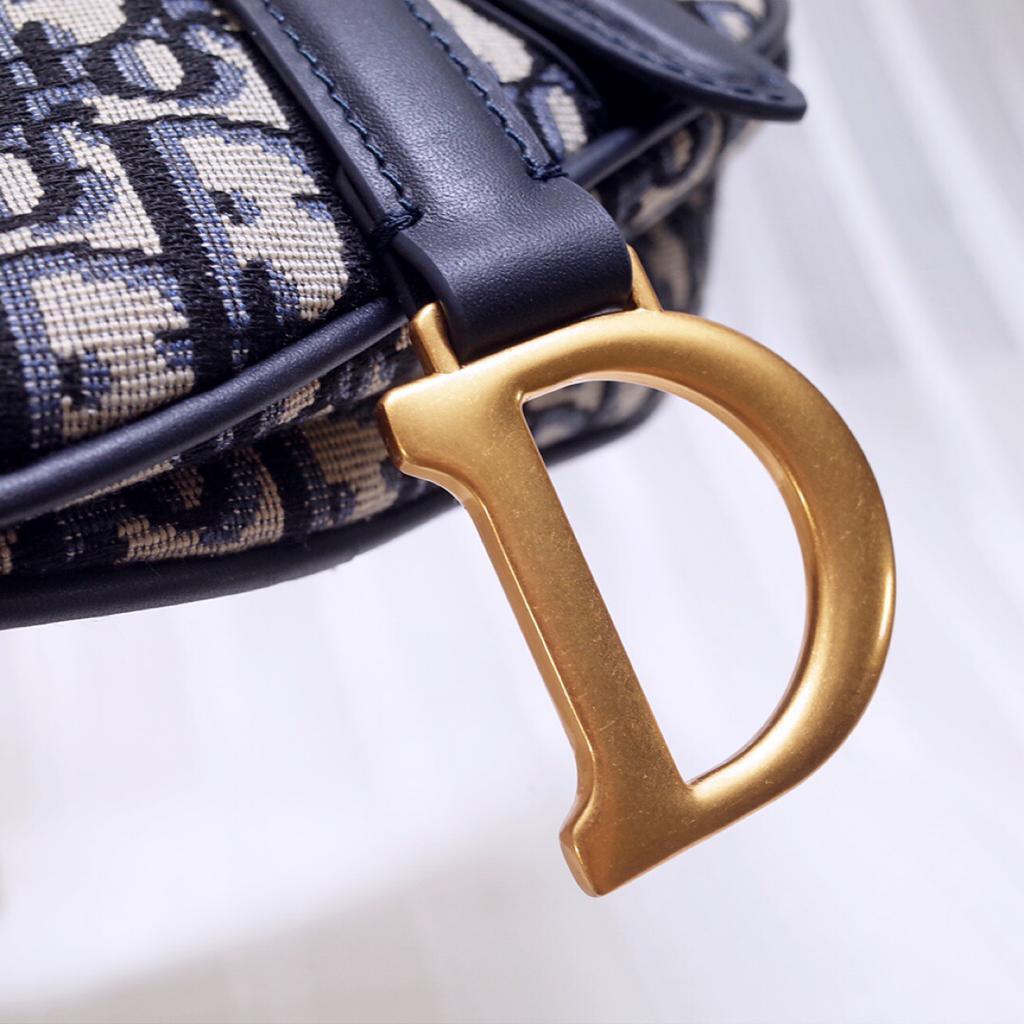 Dior Mini Saddle Bag Blue Oblique Jacquard