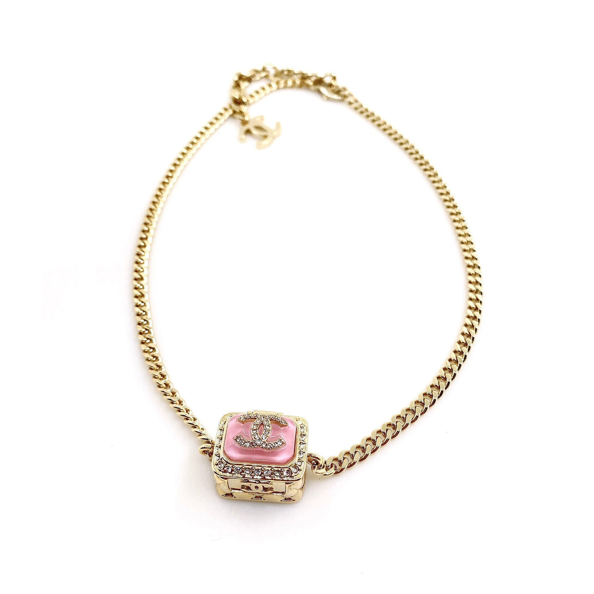 Chanel Pink Resin Chain Necklace