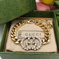 Gucci Double G Interlocking G Diamond Chain Bracelet