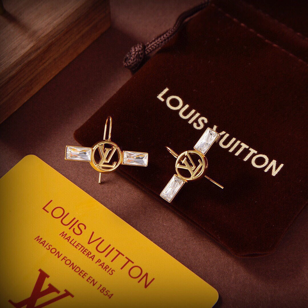 Louis Vuitton Crystal Earrings - 18K Yellow Gold