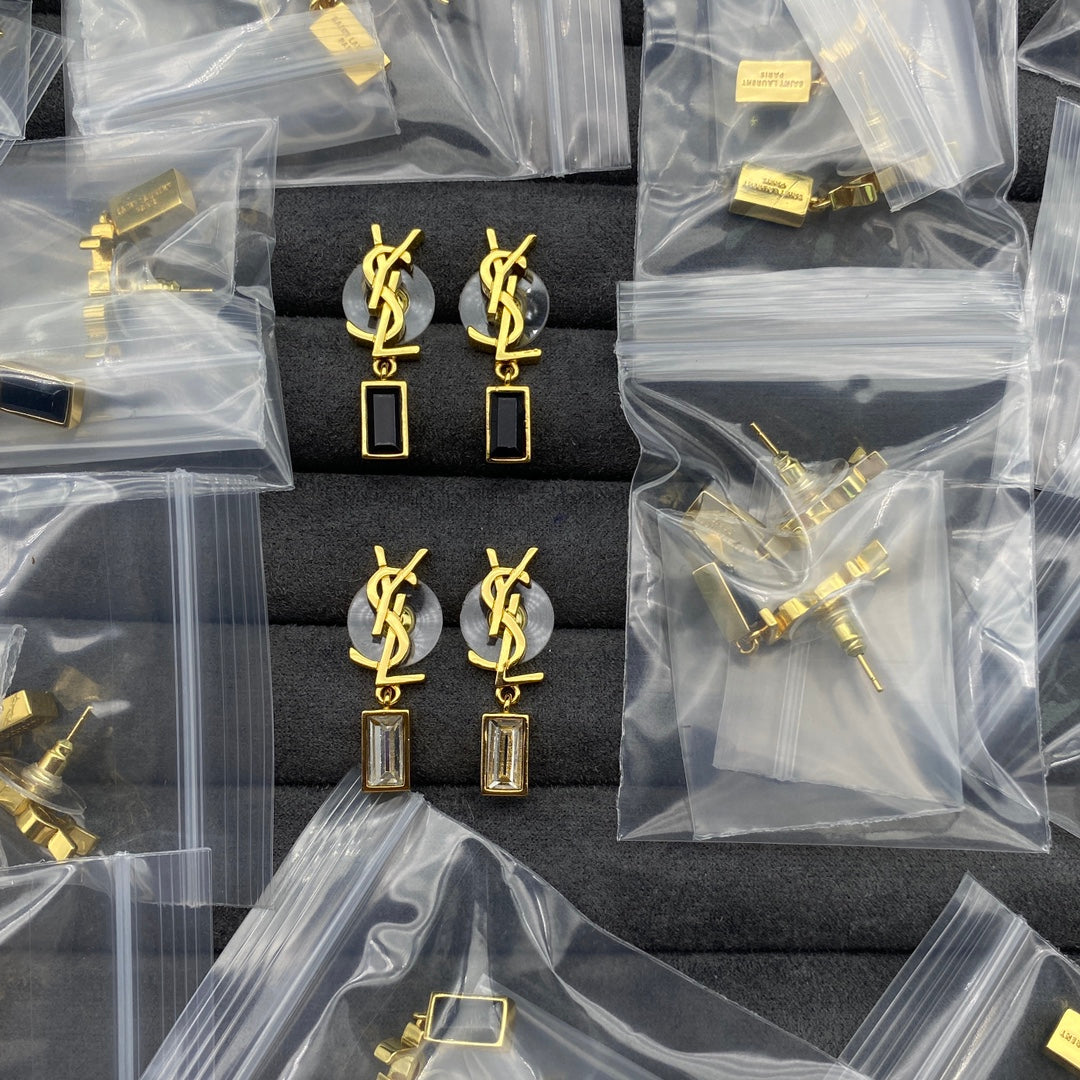 YSL Monogram Earrings - 18K Gold