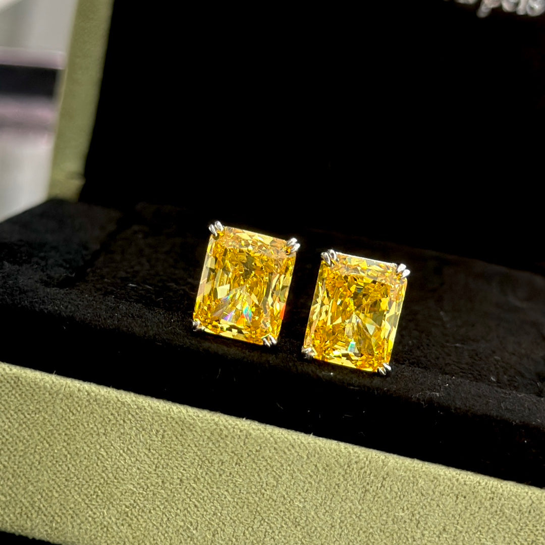 Tiffany Yellow Crystal Earrings - 18K White Gold
