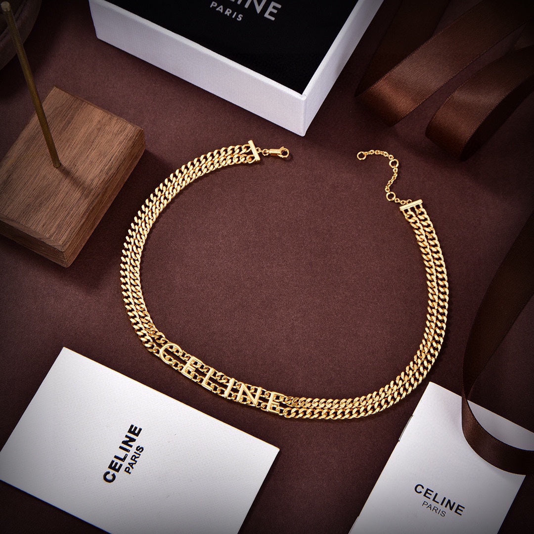 Celine Triomphe Gourmette Necklace