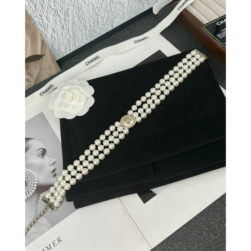 Chanel Choker Pearl Chain Necklace