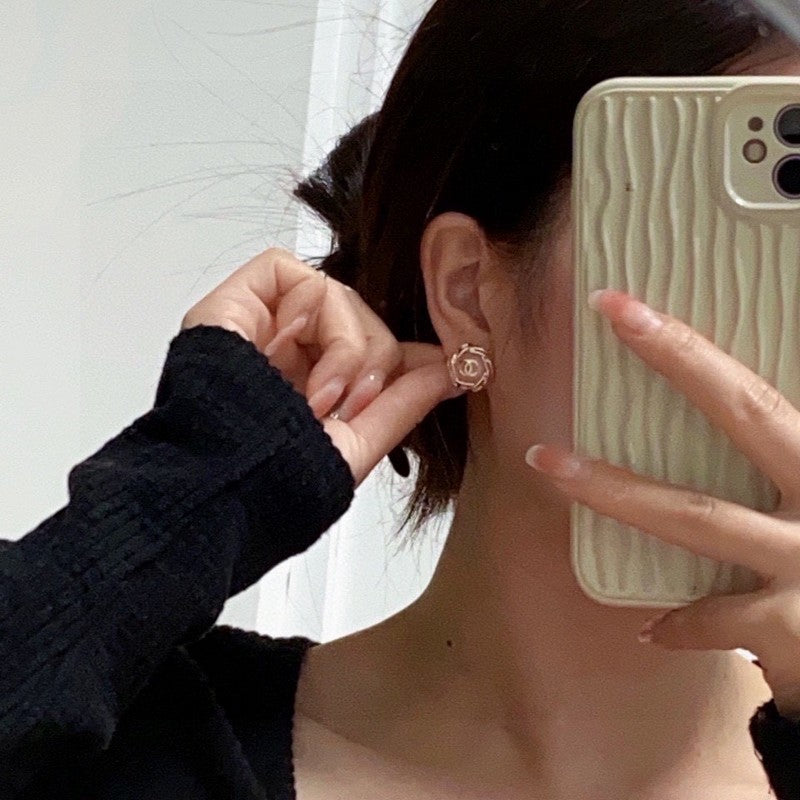 Chanel Pink Earrings - 18K Yellow Gold