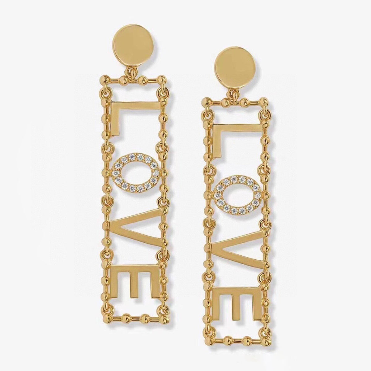 Celine Triomphe LOVE Diamond Earrings - 18K Yellow Gold