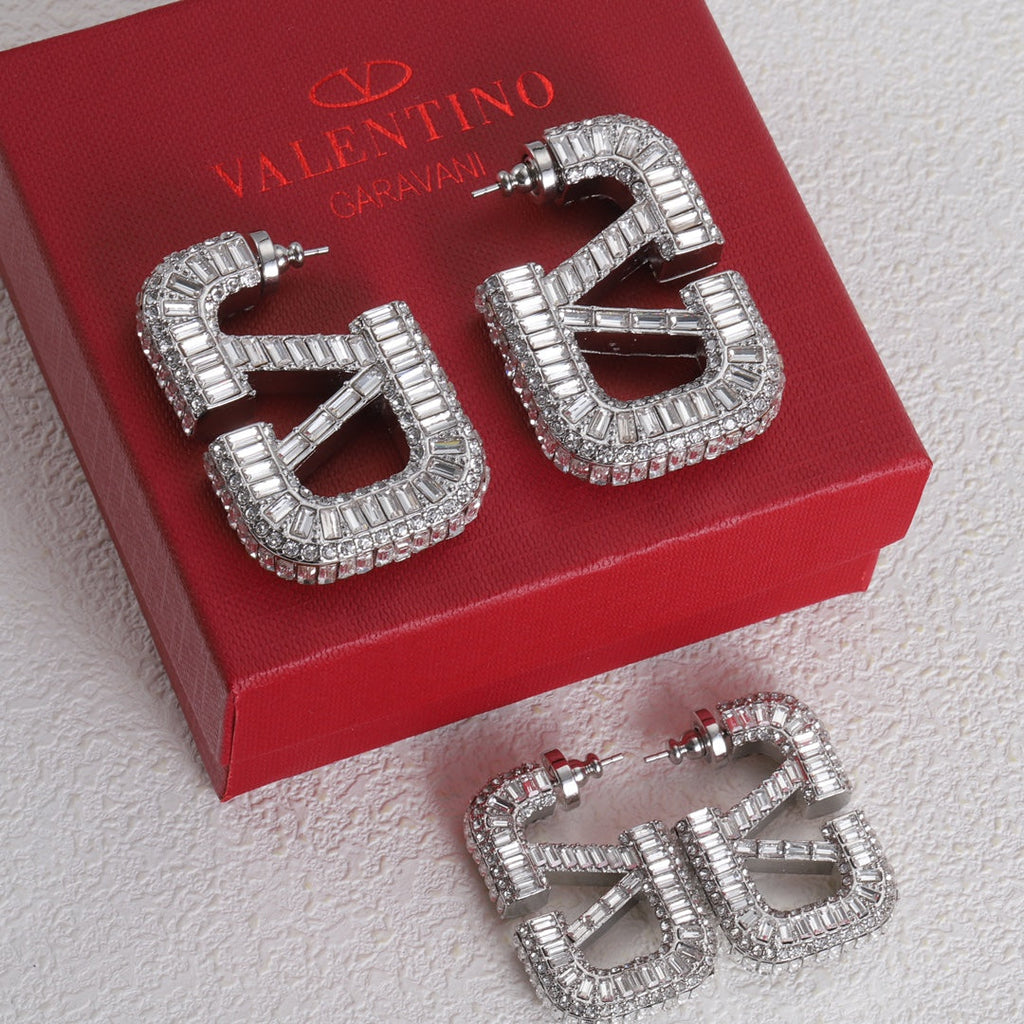 Valentino Crystal Earrings - 18K White Gold