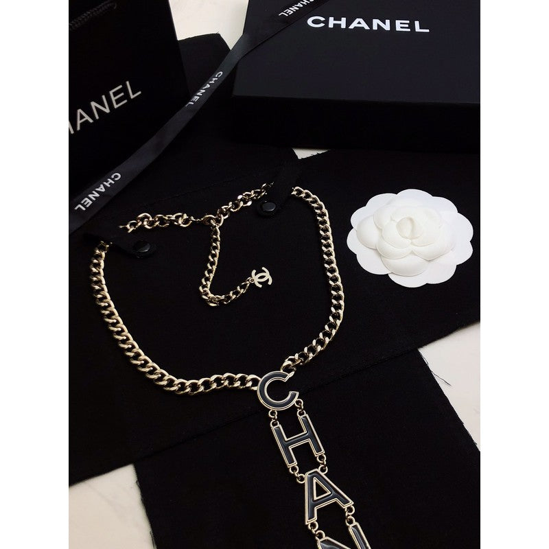 Chanel 22S Big Black Logo Necklace
