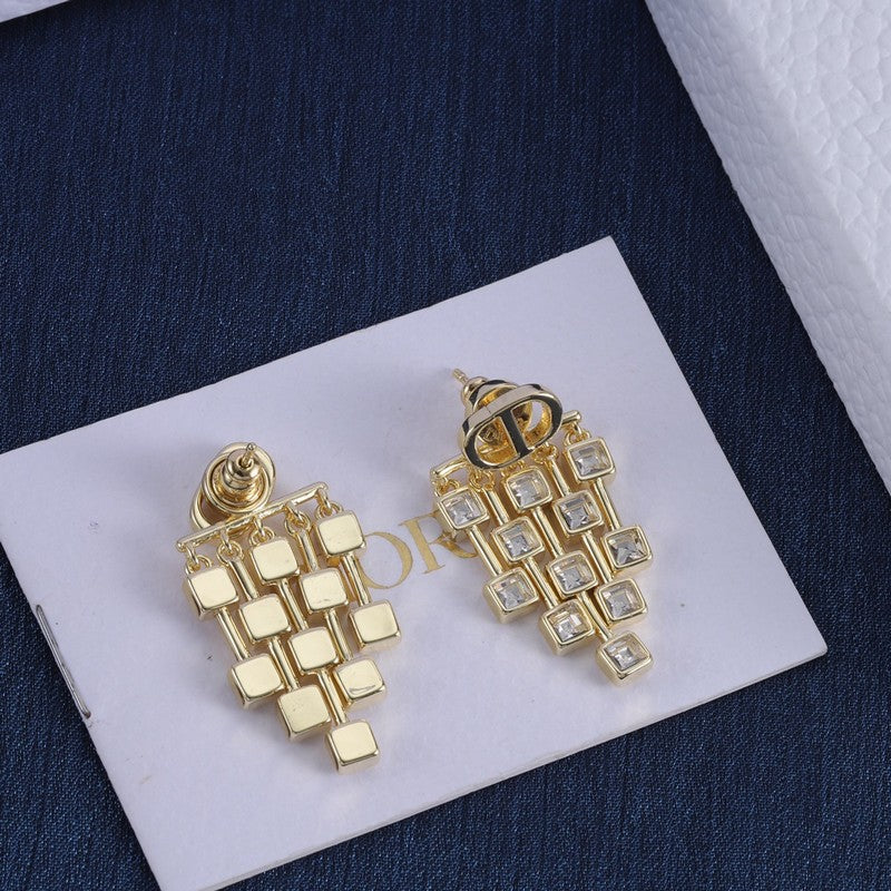 Dior Crystal Earrings - 18K Yellow Gold