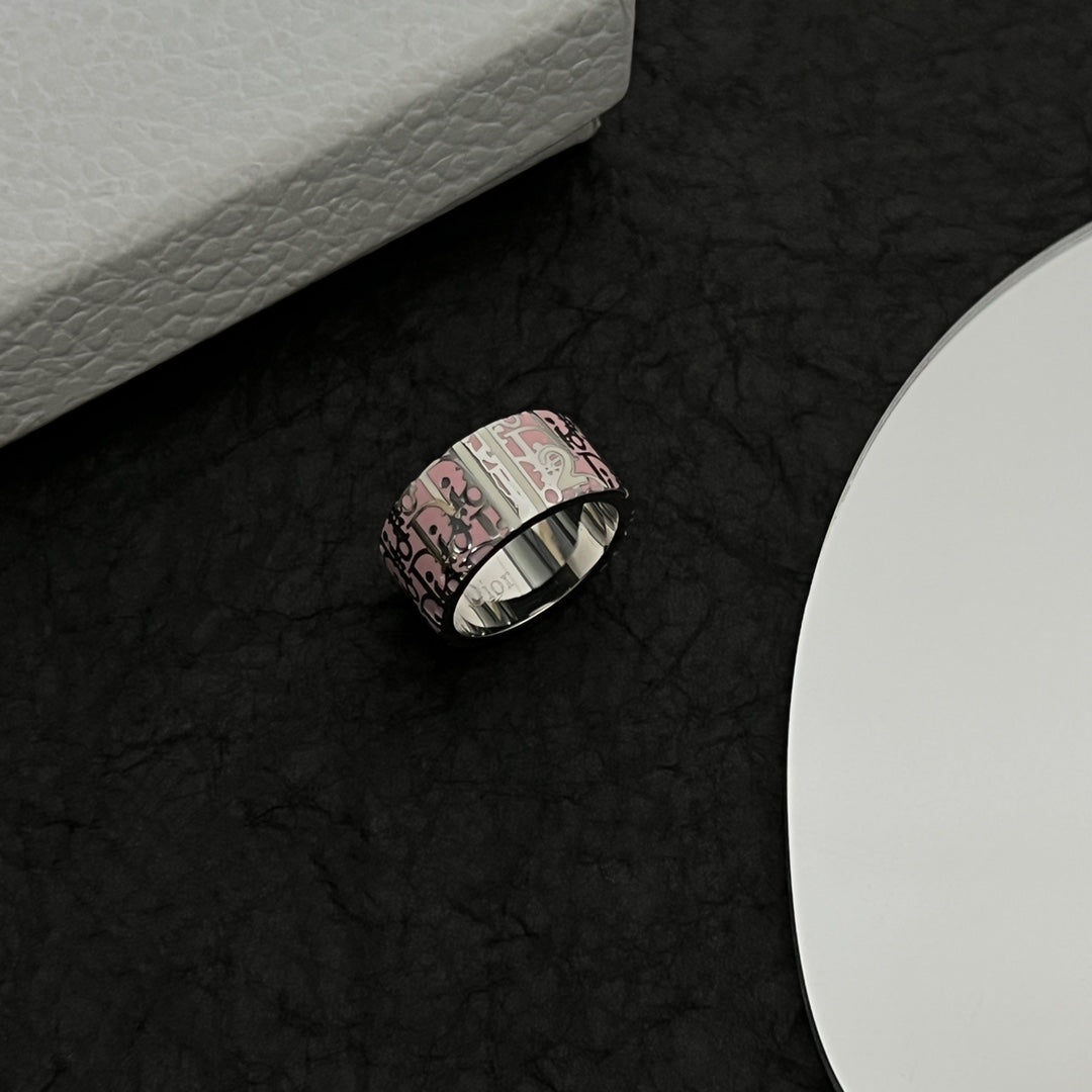 Dior Monogram Enamel Ring - 18K White Gold