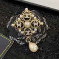 Chanel Pearl Pendant Gold Brooch