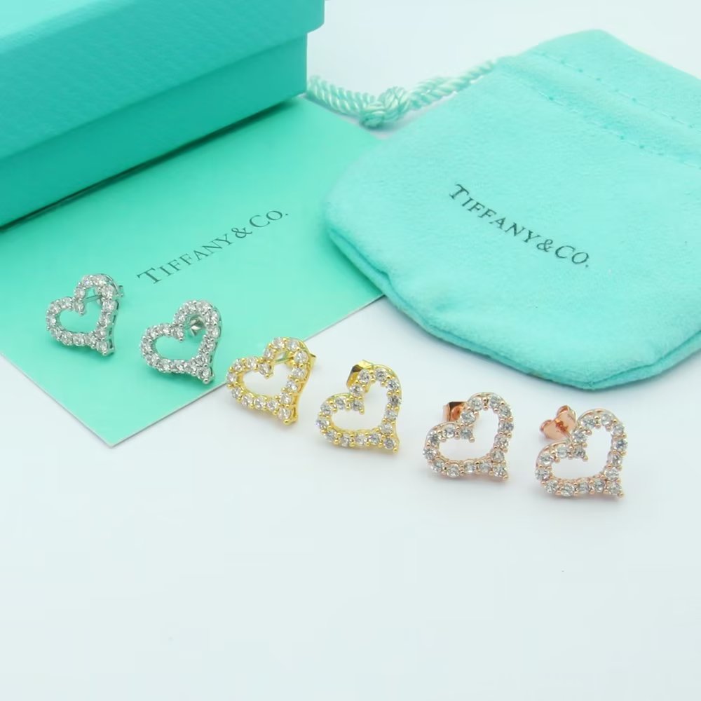 Tiffany Heart Moissanite Earrings - 18K Rose Gold