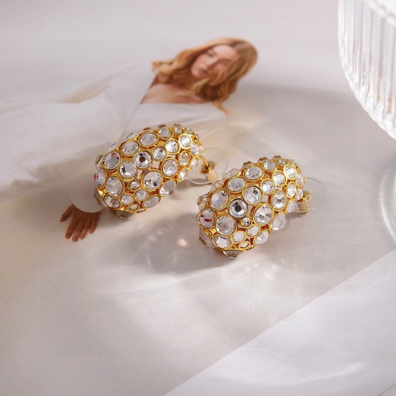 Valentino Crystal Earrings - 18K Yellow Gold
