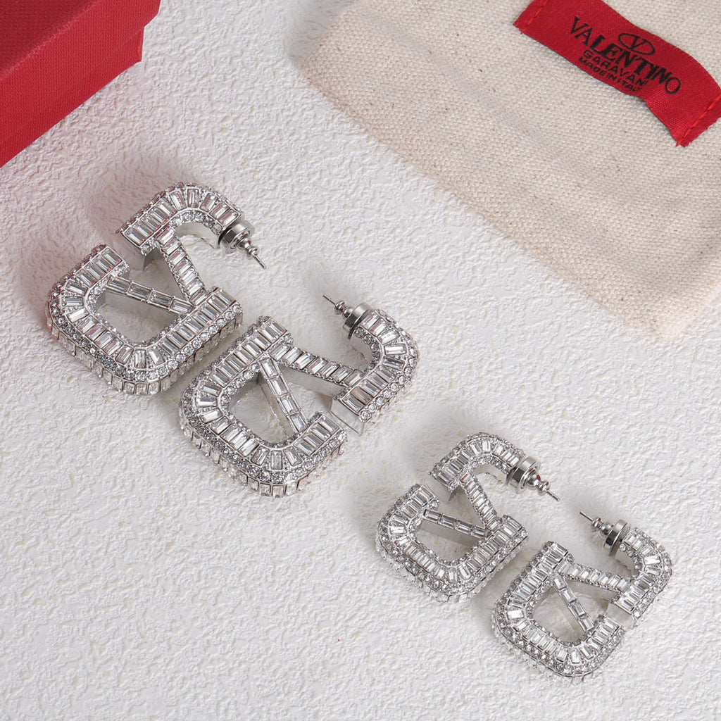 Valentino Crystal Earrings - 18K White Gold