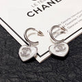 Chanel White Heart Earrings - 18K White Gold