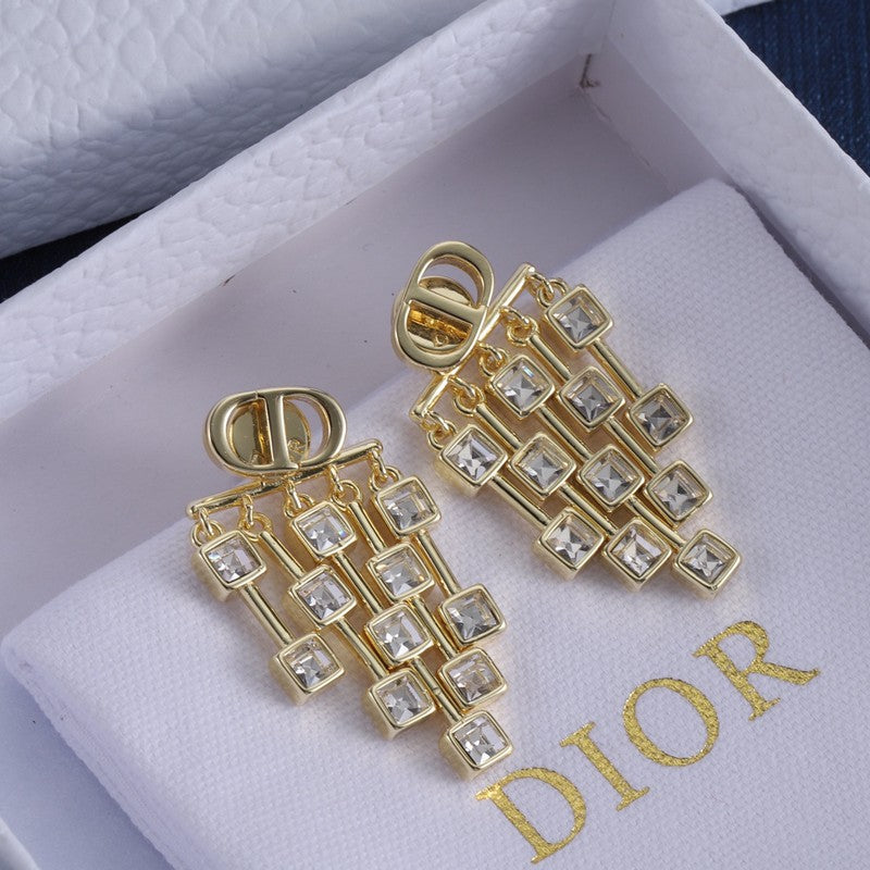 Dior Crystal Earrings - 18K Yellow Gold