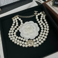 Chanel Choker Pearl Chain Necklace