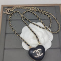 Chanel Black Heart Gold Necklace