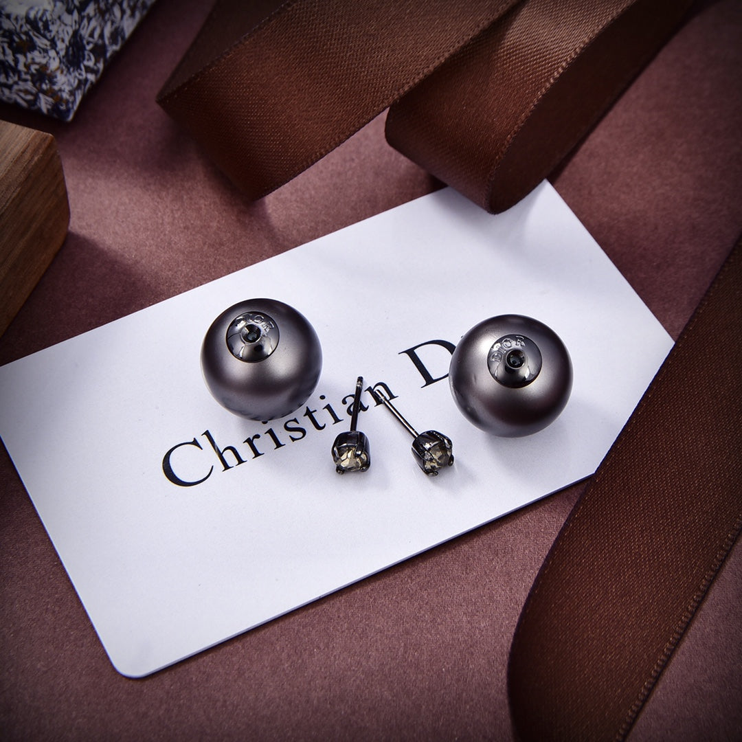 Dior Tribales Black Resin Pearl Earrings