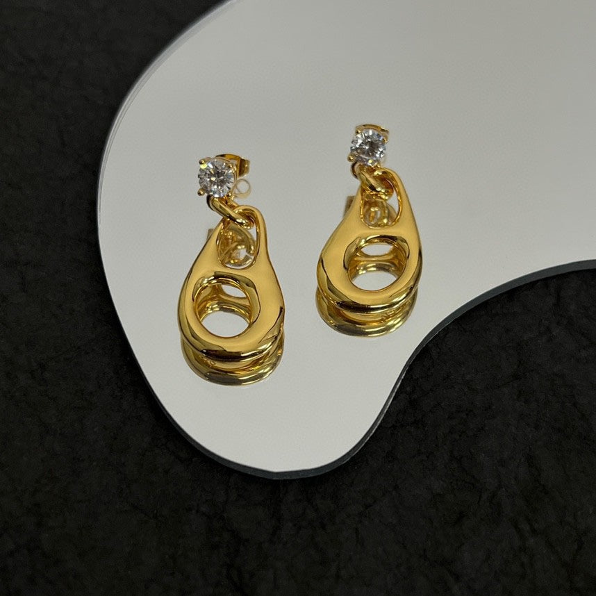 Prada Inverted Triangle Earrings - 18K Gold