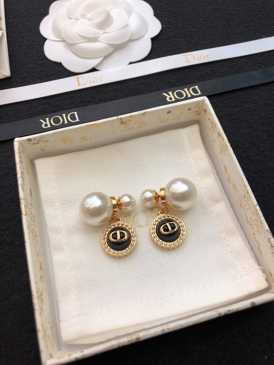 Dior Black Pearl Earrings