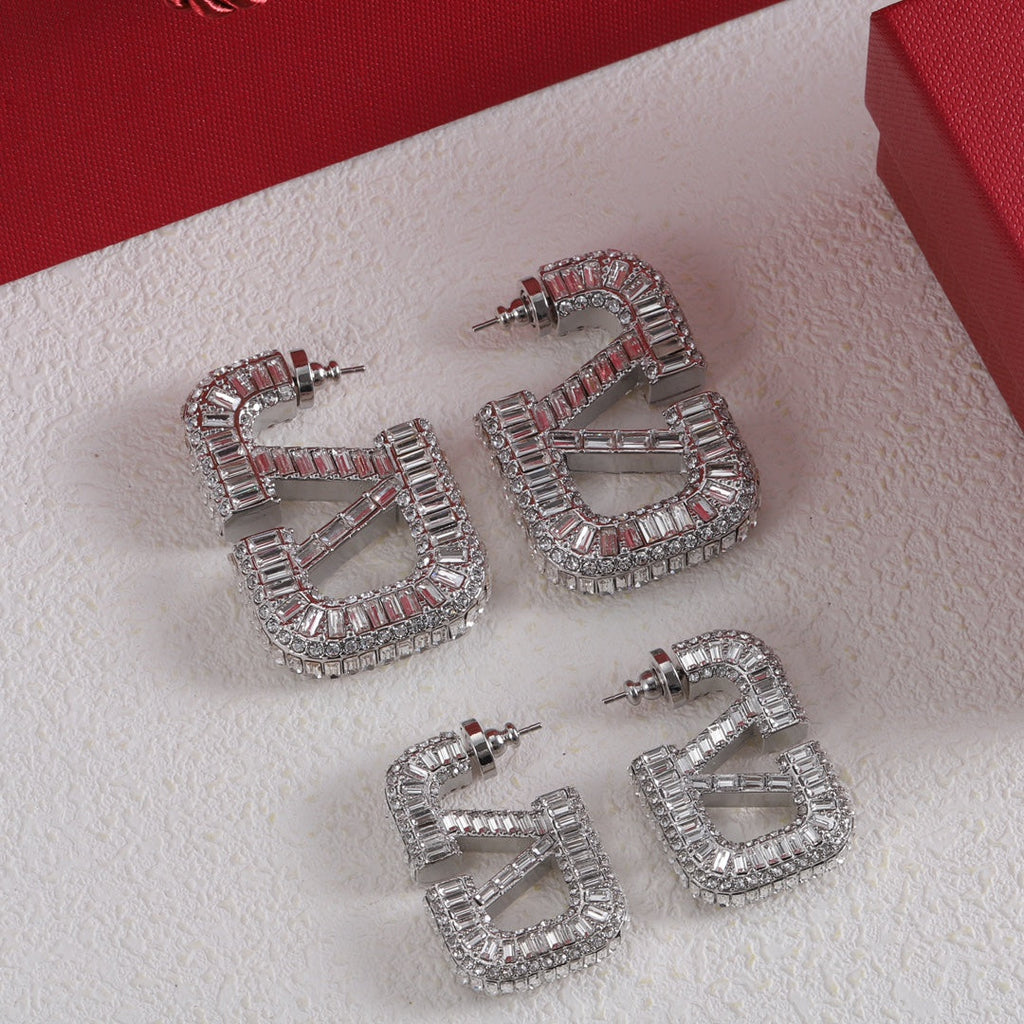 Valentino Crystal Earrings - 18K White Gold