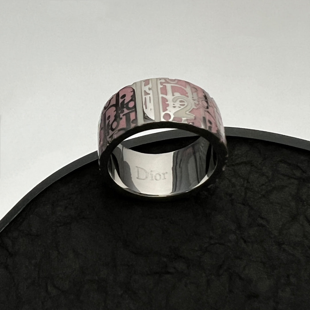 Dior Monogram Enamel Ring - 18K White Gold