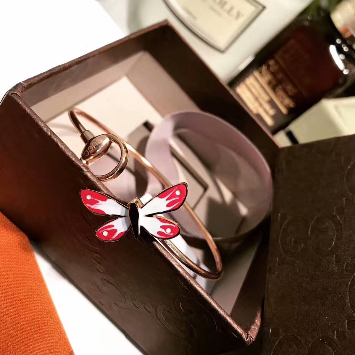 Gucci Double G Flora Bangle Bracelet