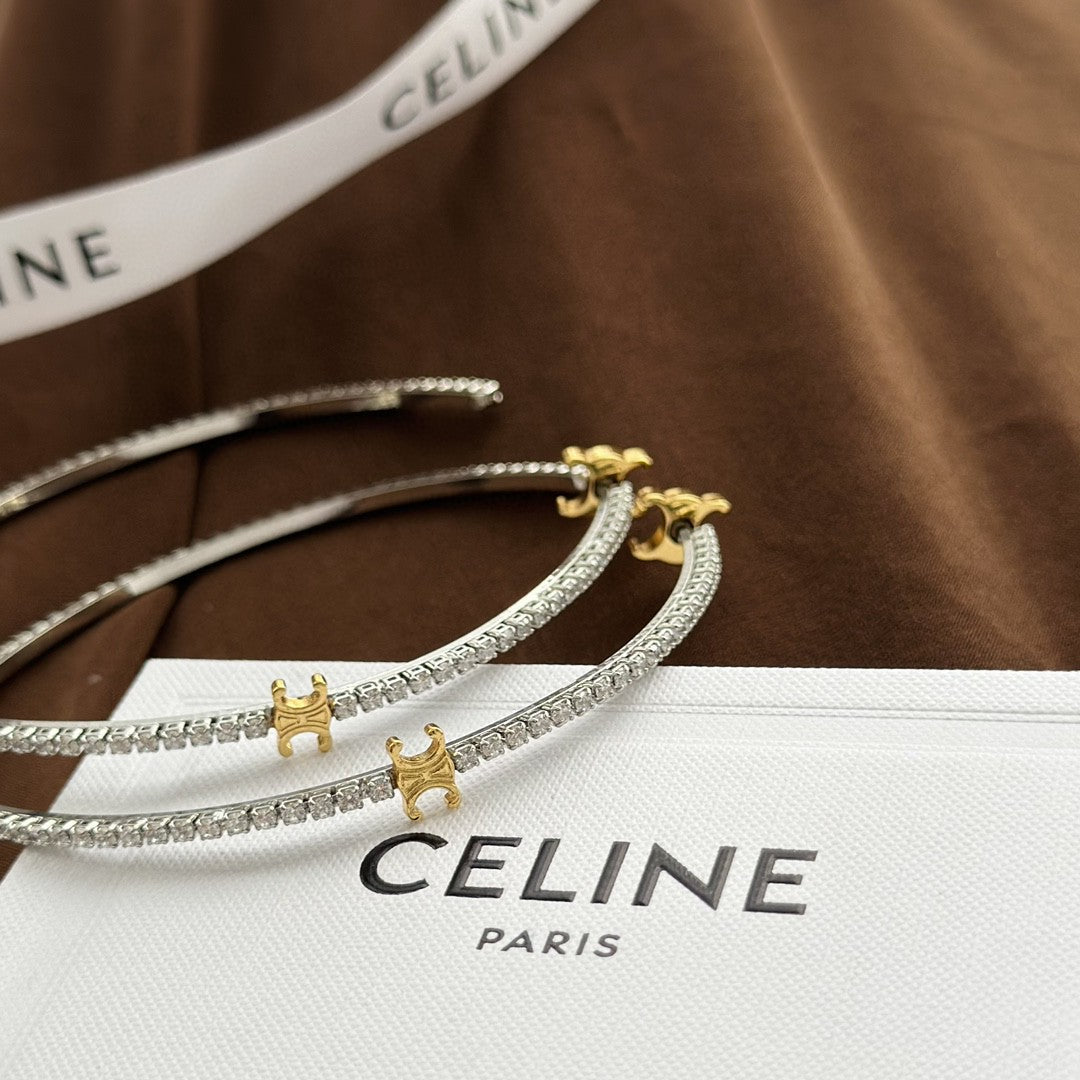 Celine Triomphe Gourmette Crystal Earrings