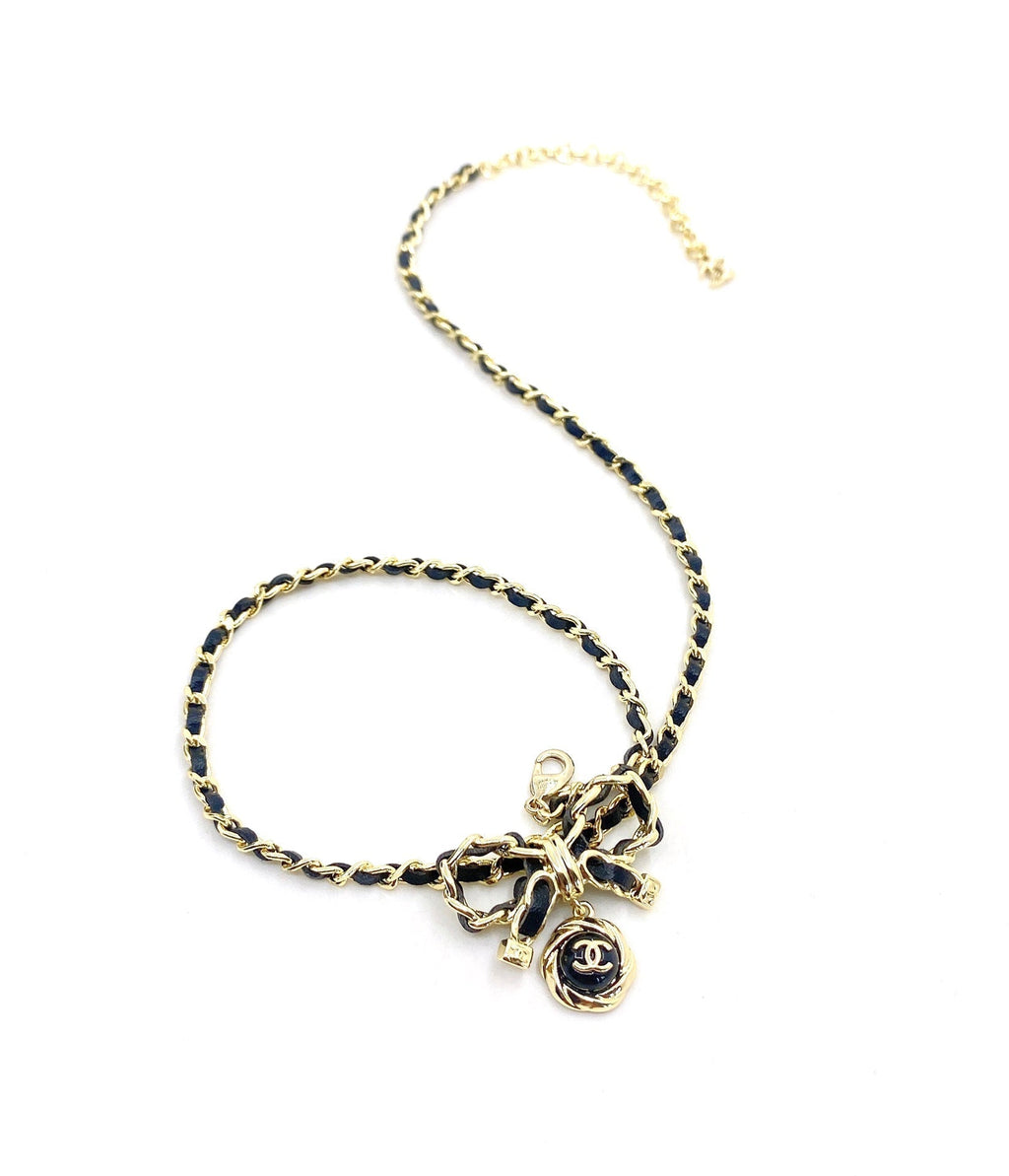 Chanel Rhinestone Bow Tie Necklace